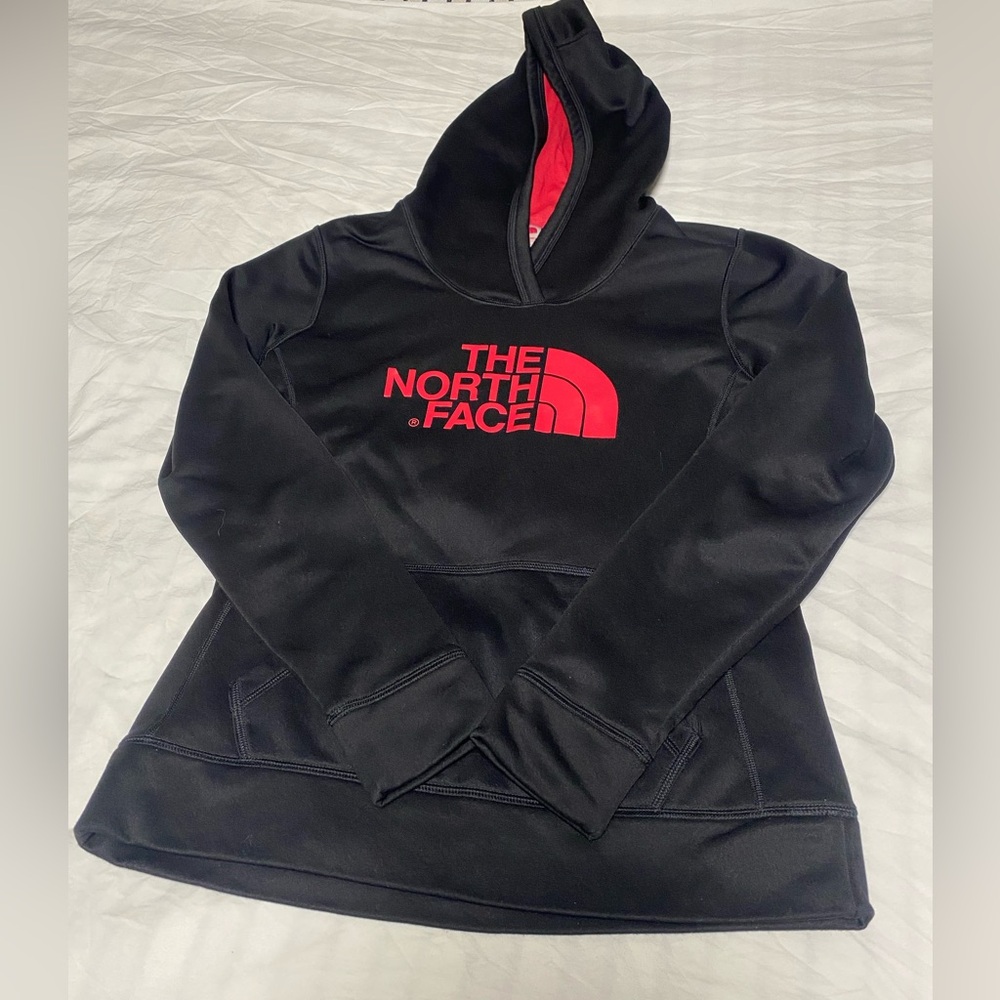 The North Face Black Hoodie with Red Logo